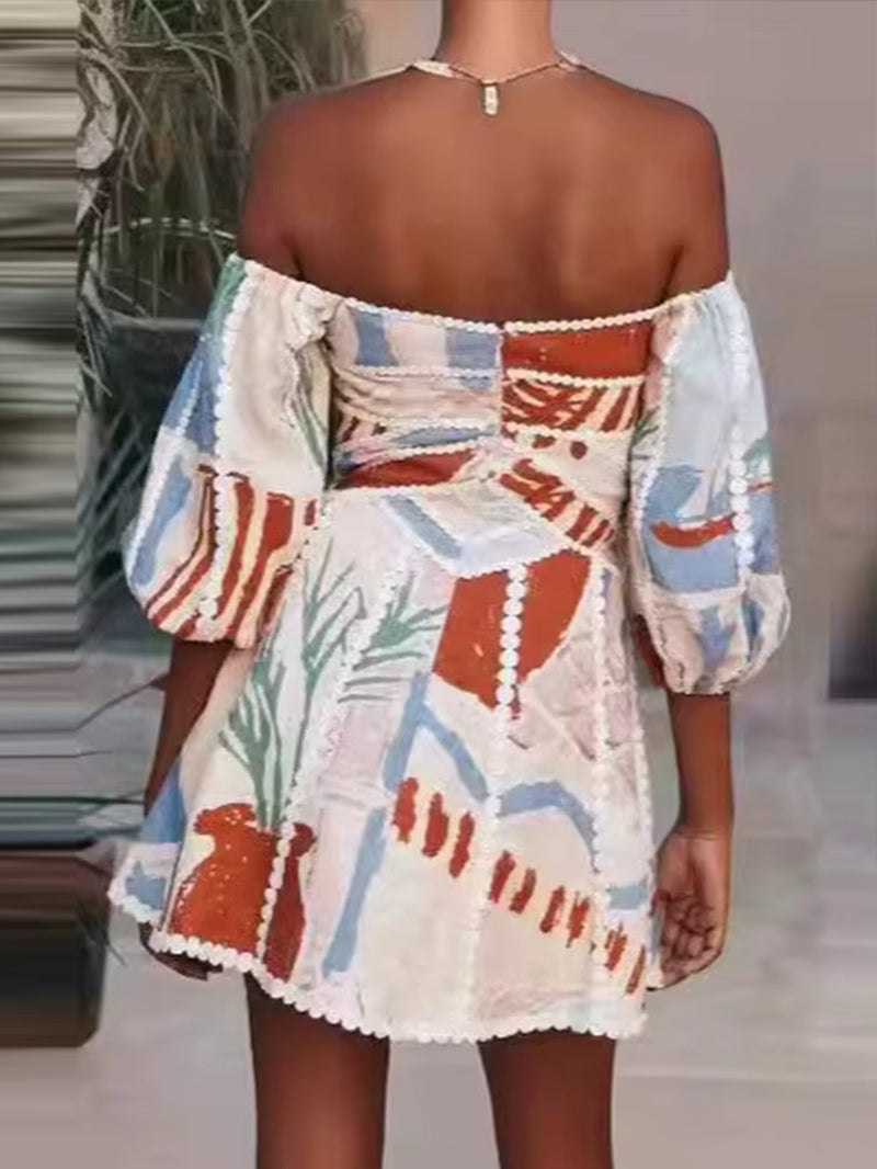 Women's LYNHURD! elegant sexy hollow out V-neck mini robe showcasing a delicate design and flattering silhouette.