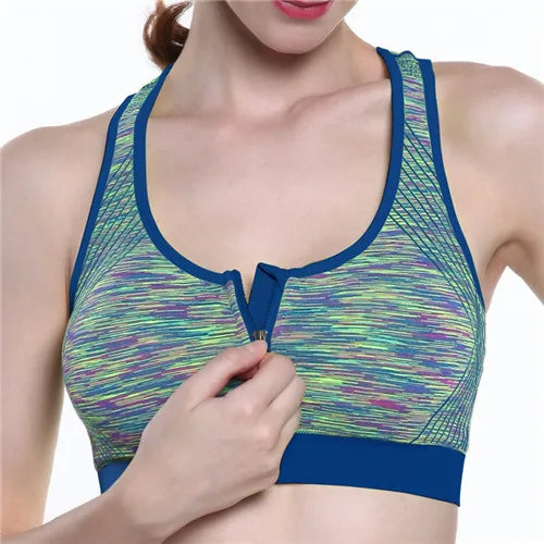 Breathable Sports Bra Top Fitness Women Brassiere Shockproof Padded Sport Bra Top Running Athletic Gym Push Up Bras Anti-sweat