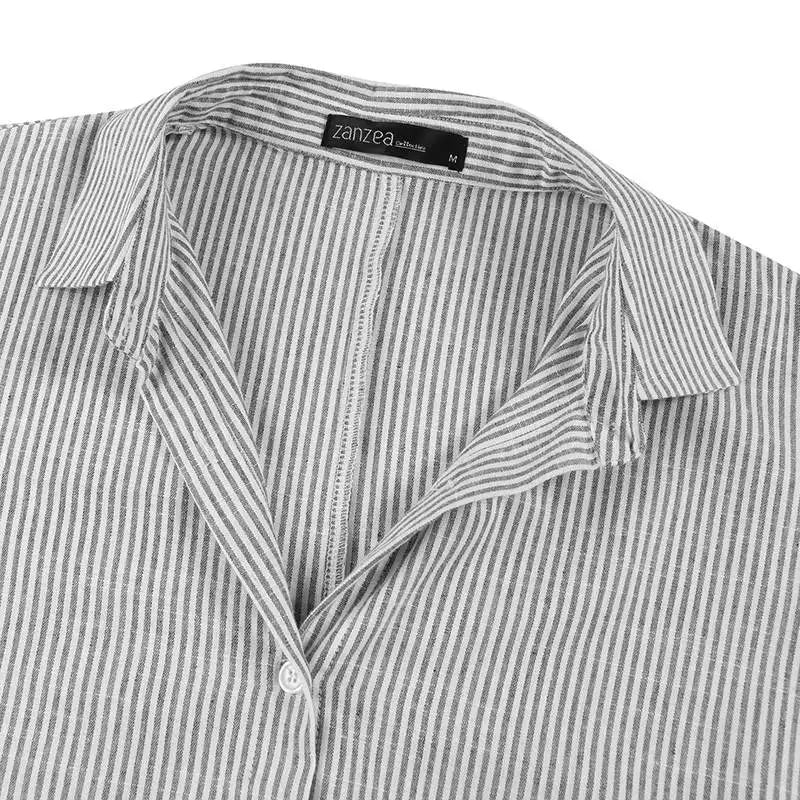 2025 Stripe Printed Beach Party Sundress ZANZEA Spring Fall Bohemian Women Long Sleeve Lapel Dress Fashion Casual Loose Vestidos