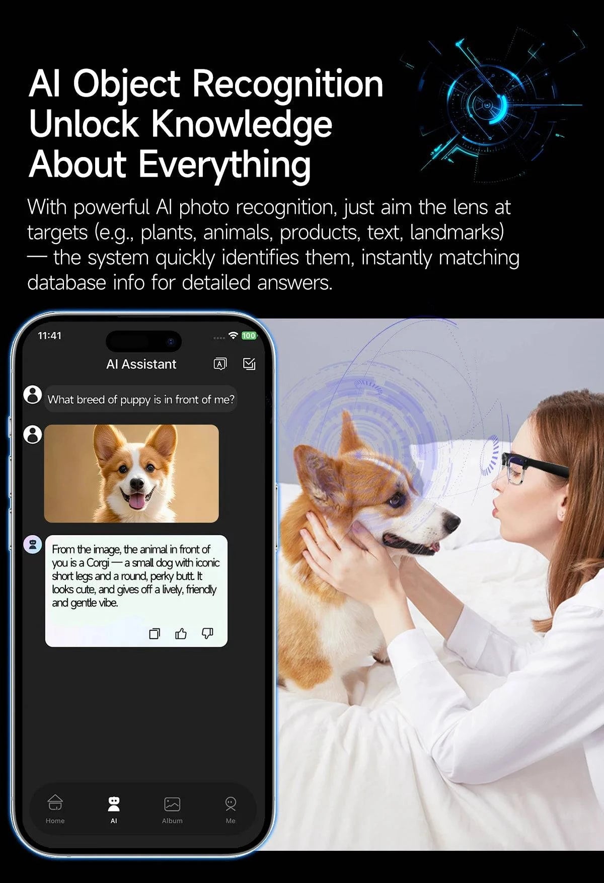 LYNHURD AI Smart Translation Glasses with 8MP HD camera and dual microphones for noise reduction, showcasing sleek design.