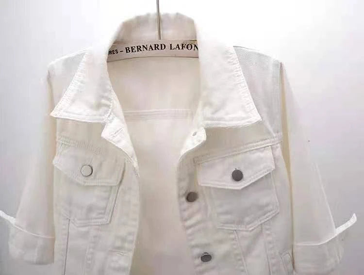 Pink denim jacket by LYNHURD, featuring a loose fit and casual style, perfect for spring and autumn wear.