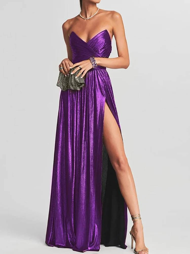 LYNHURD women's sleeveless maxi dress with a high slit, perfect for casual or elegant spring summer occasions.