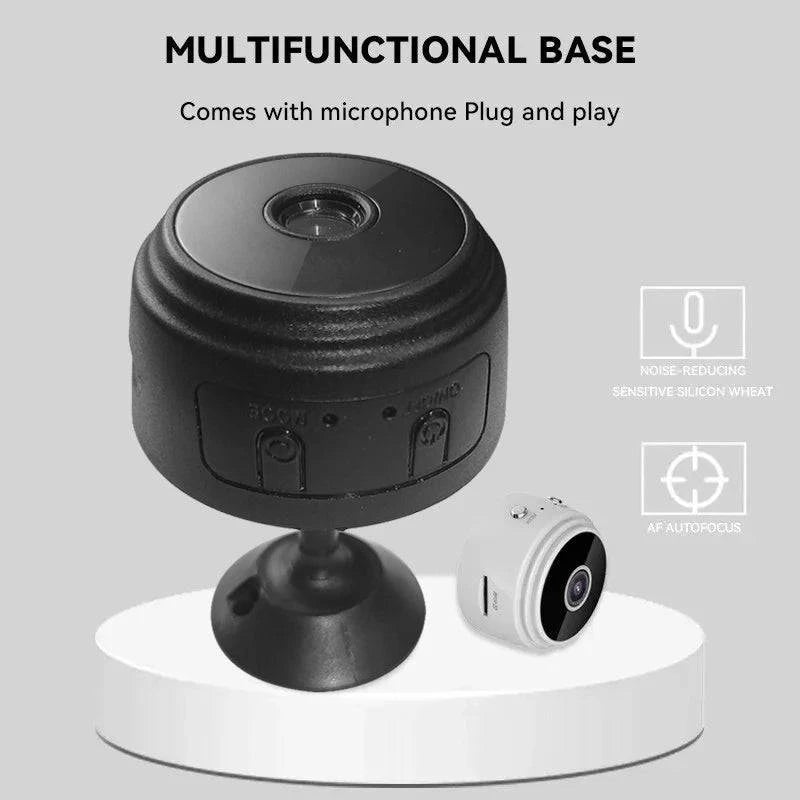 LYNHURD A9 WiFi Mini Camera for home security, monitoring infants and pets, showcasing compact design and lens focus.