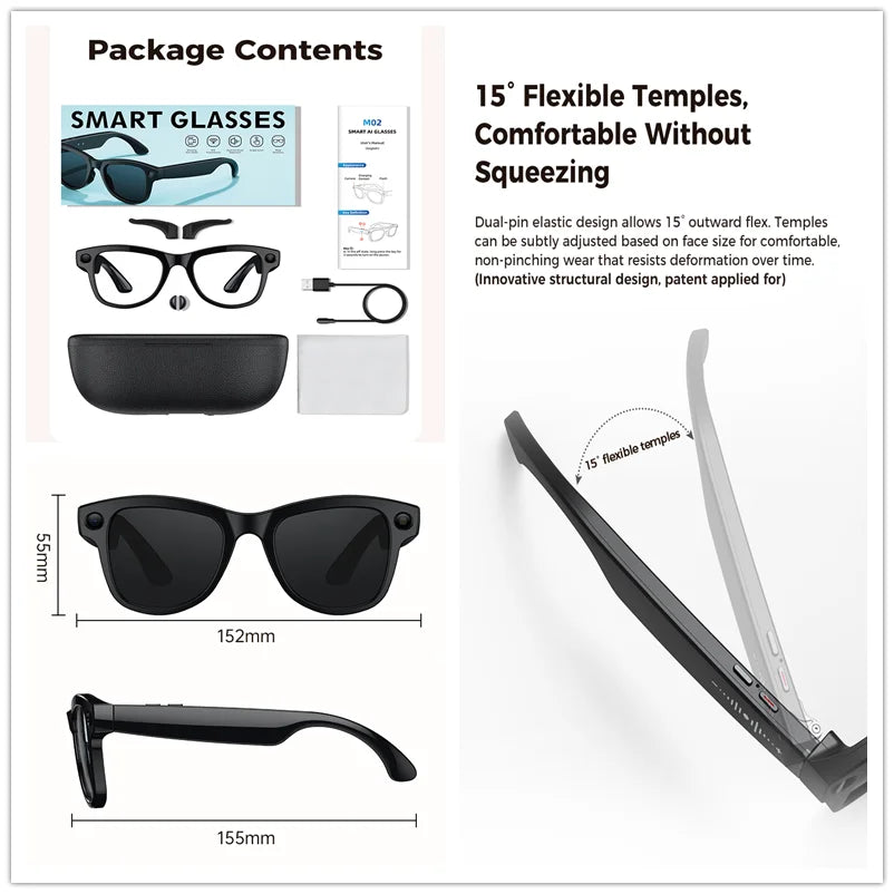 LYNHURD 4K AI smart camera sunglasses with voice control, WiFi, and Bluetooth features for HD1080P shooting.