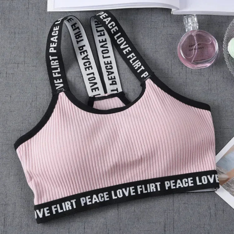 Women's Sports Bra Push Up Fitness Bra Yoga Bra Sport Underwear Running Gym Fitness Tops Black White Letters Seamless Underwear