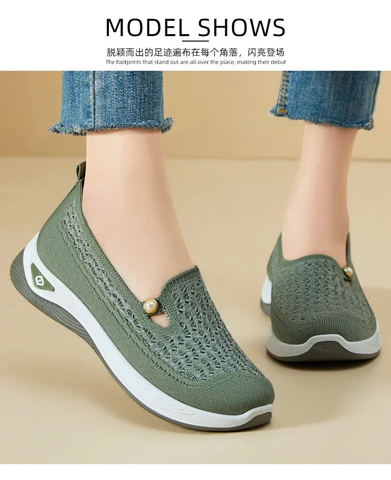 Women's shoes 2025 Spring and Autumn casual fashion soft sole lightweight single shoe women's breathable mother's shoes
