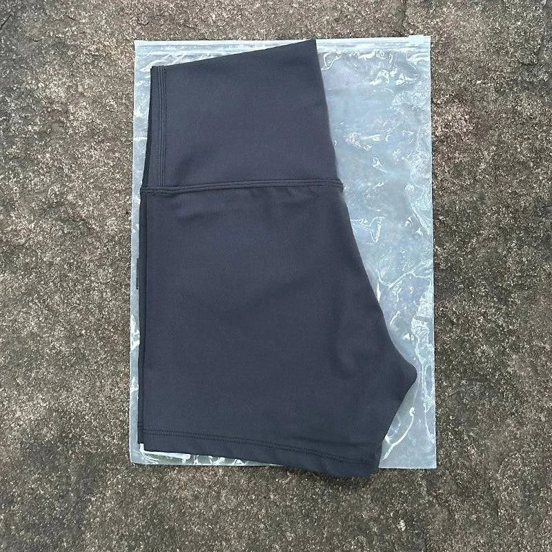 High waist LYNHURD women’s yoga shorts in black, featuring a slim fit and butt lift design for gym and running activities.