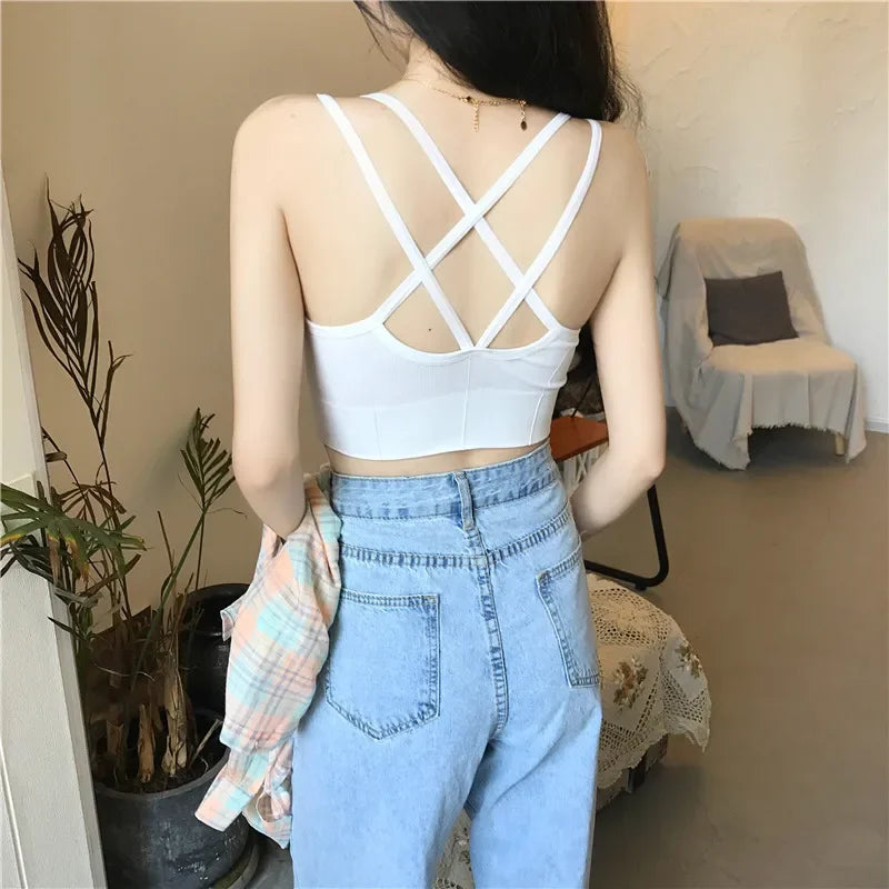 Women Push Up Bras Solid Color Crop Top Seamless Underwear Female Sexy Lingerie Padded Sport Fitness Bra