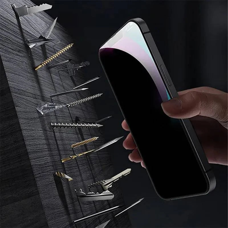 4PCS LYNHURD! privacy screen protectors for iPhone 14 Pro Max, anti-spy tempered glass for various iPhone models.