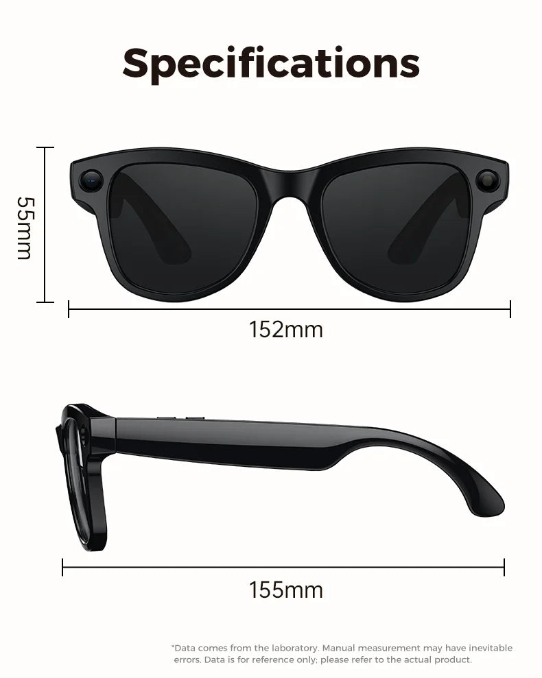 LYNHURD 4K AI smart camera sunglasses with Bluetooth, voice control, and HD1080P shooting capabilities.