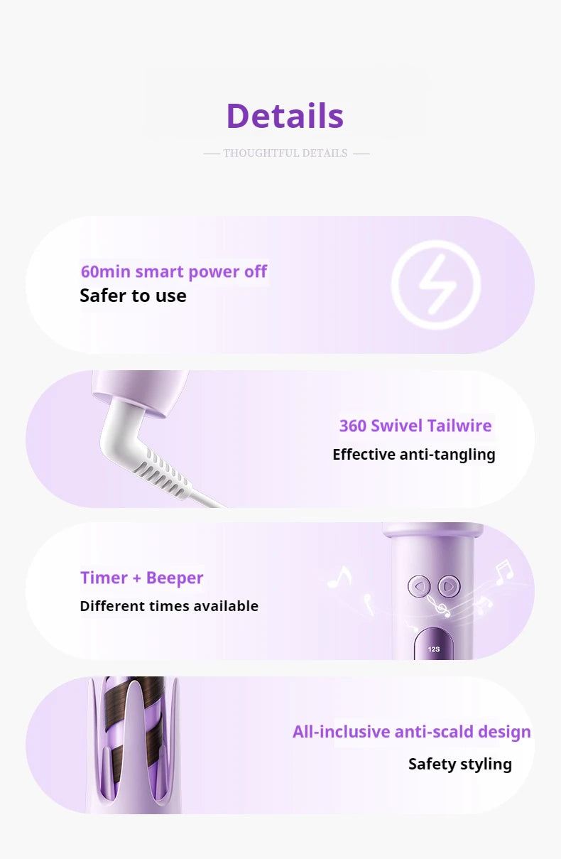 Automatic Curling Iron 4 in 1 Hair Styler 32MM Curling Wand with Negative Ion Auto Rotating Hair Curler for Waves Straightening