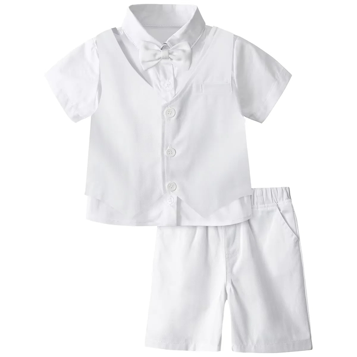 Baby Boy Clothes Toddler Wedding Suit Set Kids Birthday Party Outfit Gemtleman Formal Short Sleeve Cotton Clothing Set 3PCS