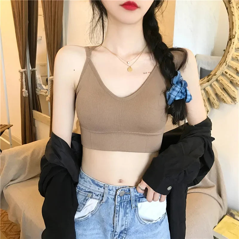 Women Push Up Bras Solid Color Crop Top Seamless Underwear Female Sexy Lingerie Padded Sport Fitness Bra