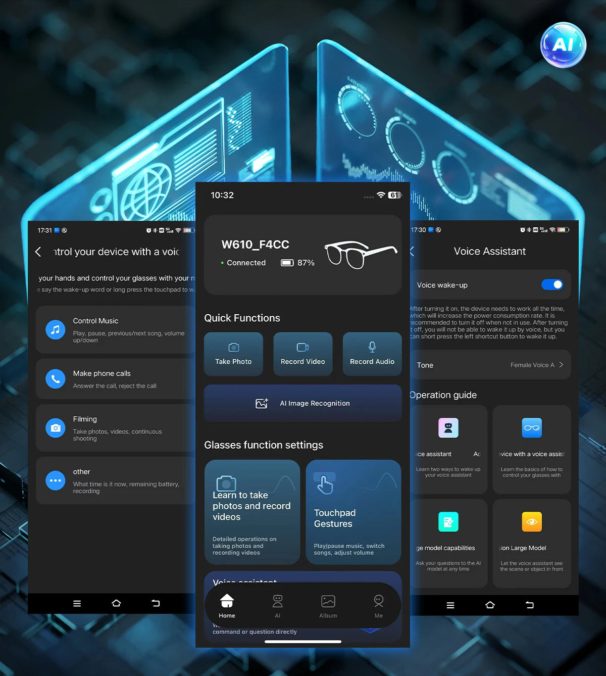 LYNHURD! 2025 smart glasses for men and women with 8MP camera, Bluetooth, and touch control in a stylish design.