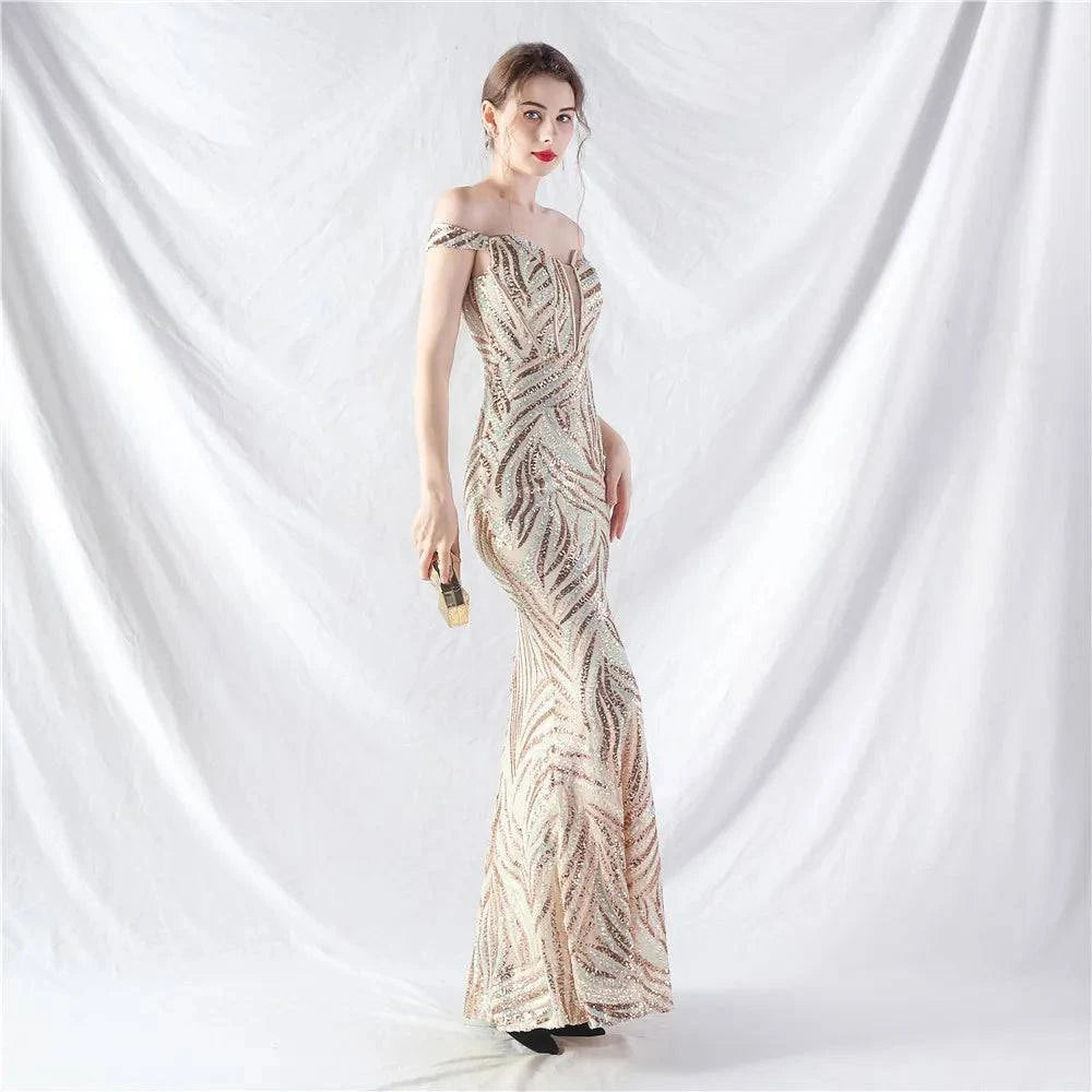 Elegant LYNHURD! ball gown evening dress in luxurious fabric for formal occasions like weddings and proms.