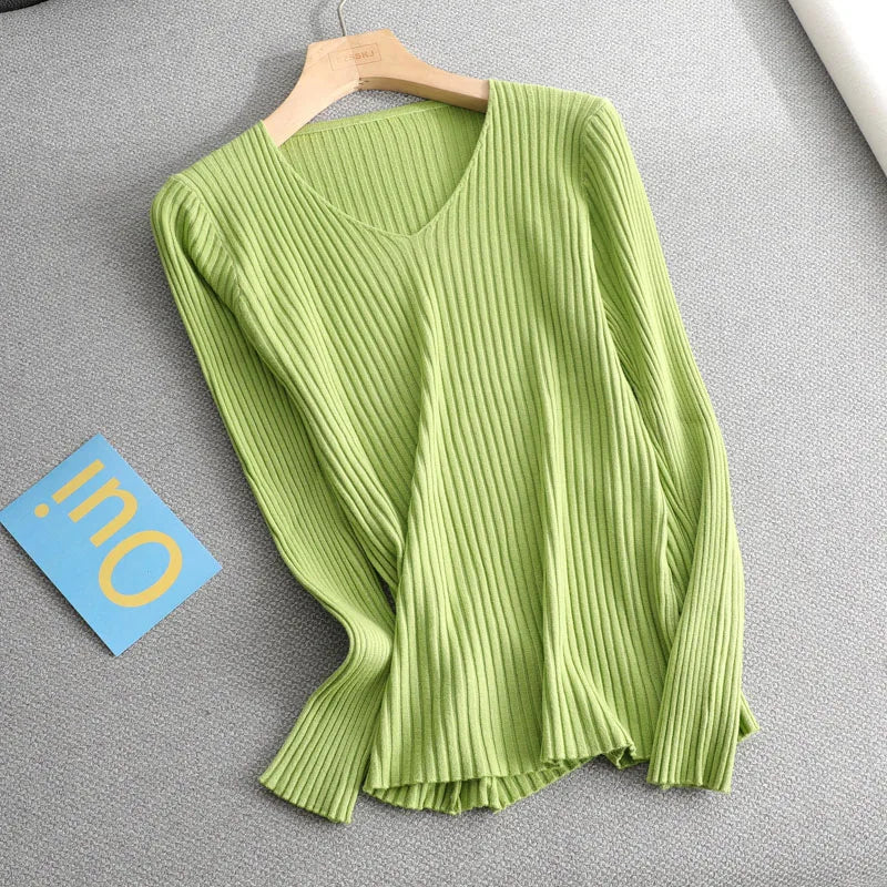basic v-neck solid autumn winter Sweater Pullover Women Female Knitted sweater slim long sleeve