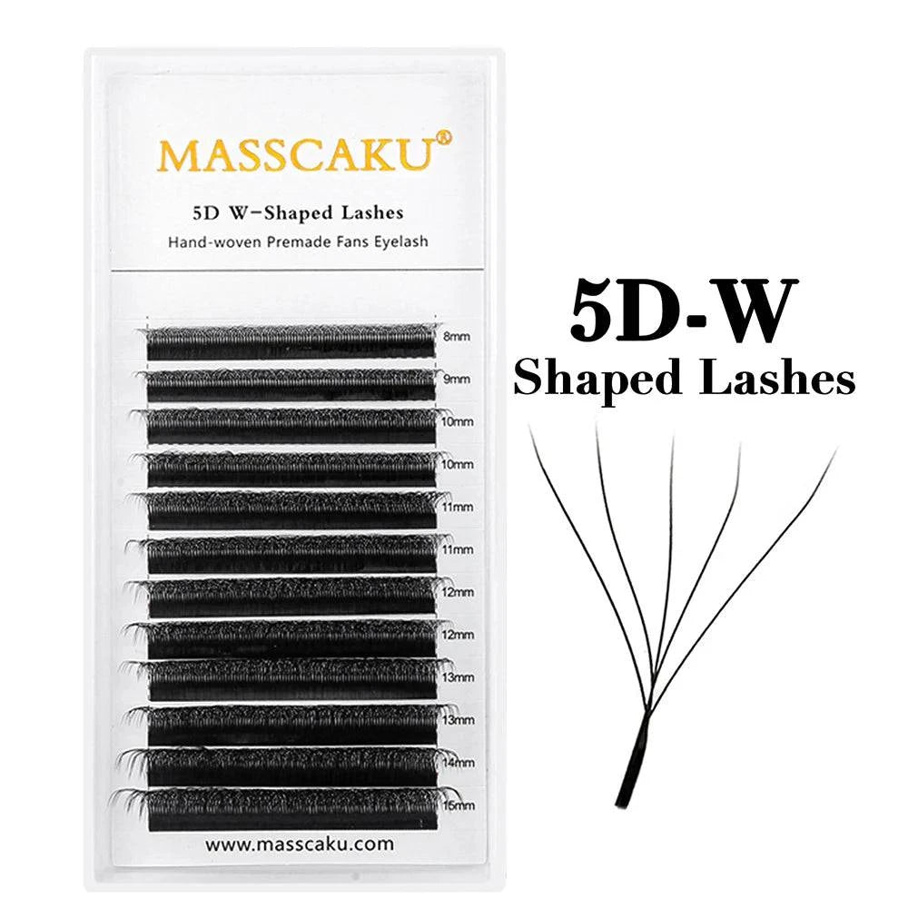LYNHURD! W shaped premade fans individual eyelash extensions in various dimensions, showcasing soft and lightweight design.