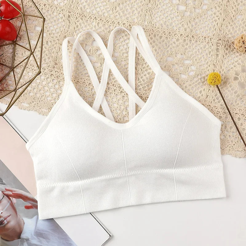 Women Push Up Bras Solid Color Crop Top Seamless Underwear Female Sexy Lingerie Padded Sport Fitness Bra