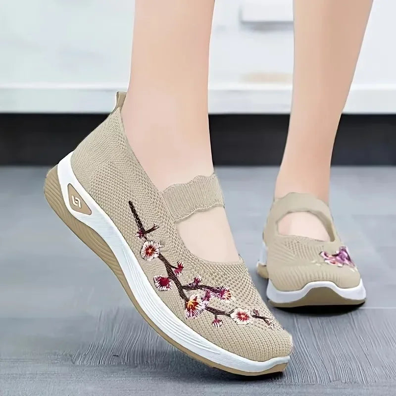 Women's Shoes 2025 Summer Casual Sneakers Breathable Embroidered Chunky Sole Affordable Free Shipping