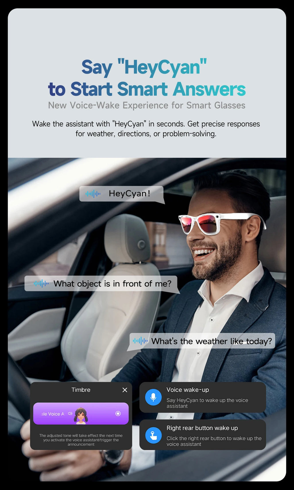 LYNHURD smart glasses with 8MP camera, touch control, and waterproof design, suitable for men and women.