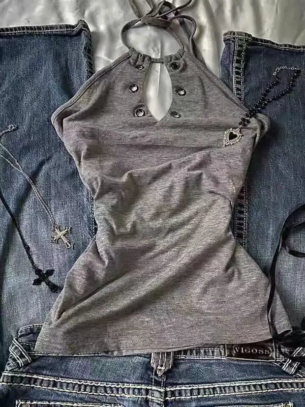 Women Y2K Summer Vintage Casual Harajuku Sweet Spicy Tees Sleeveless Aesthetic Slim Fit Tank Crop Tops 2000s Alt Clothes