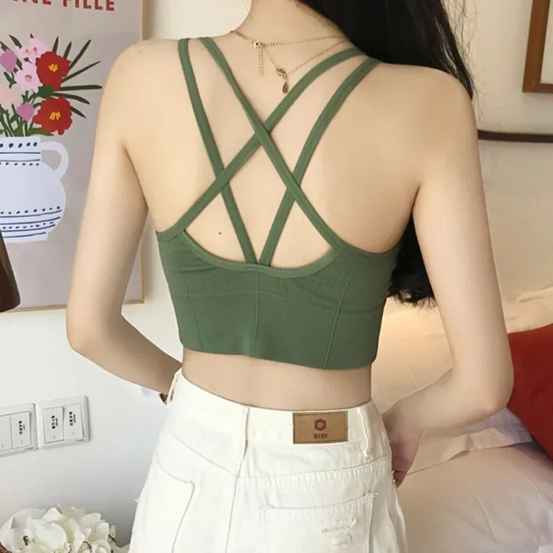 Women Push Up Bras Solid Color Crop Top Seamless Underwear Female Sexy Lingerie Padded Sport Fitness Bra