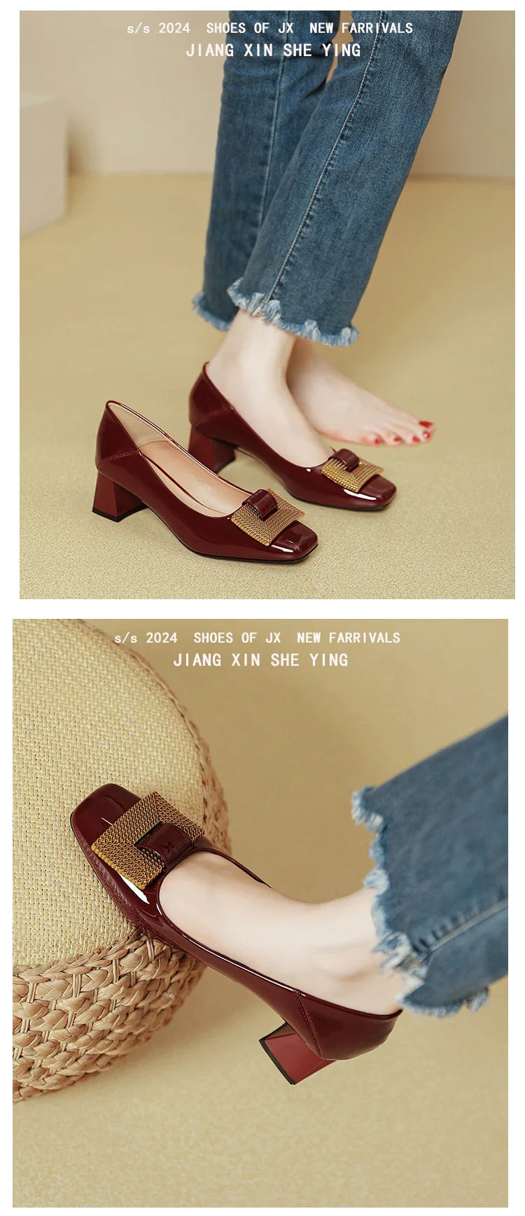 Women's Shoes 2025 New Summer Thick Heels Non Slip High Heels Women Square Head Elegant Middle Wedding Pumps High Quality