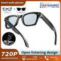 LYNHURD smart glasses with Bluetooth, camera, and AI for video recording and language translation, shown in a stylish design.