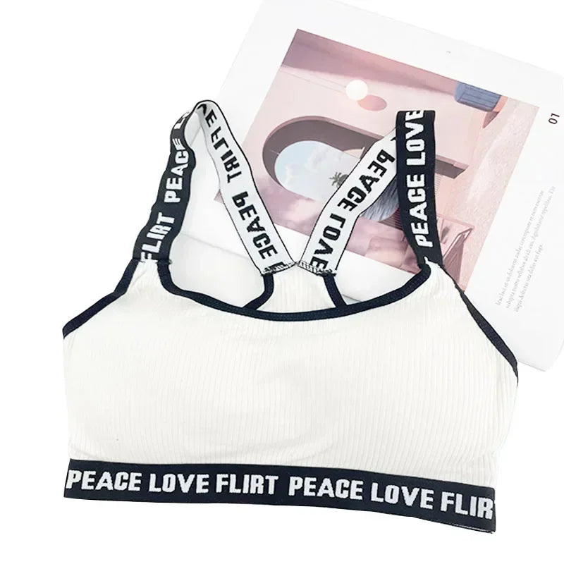 Women's Sports Bra Push Up Fitness Bra Yoga Bra Sport Underwear Running Gym Fitness Tops Black White Letters Seamless Underwear