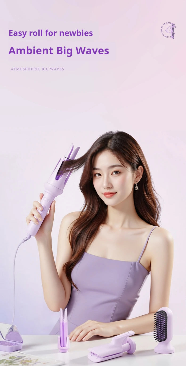 Automatic Curling Iron 4 in 1 Hair Styler 32MM Curling Wand with Negative Ion Auto Rotating Hair Curler for Waves Straightening