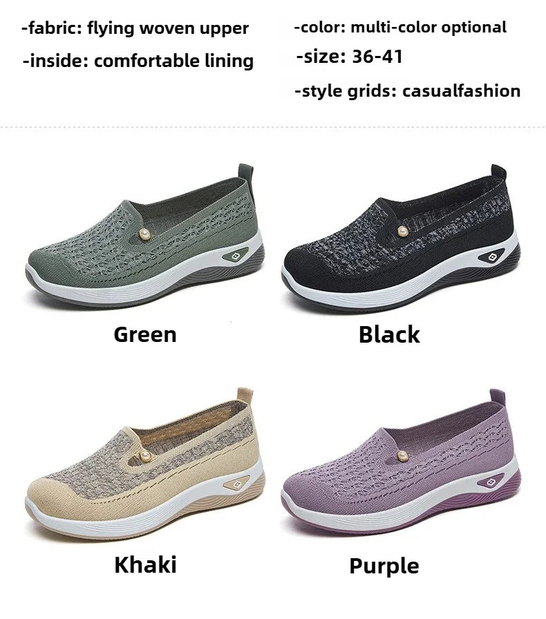 Women's shoes 2025 Spring and Autumn casual fashion soft sole lightweight single shoe women's breathable mother's shoes