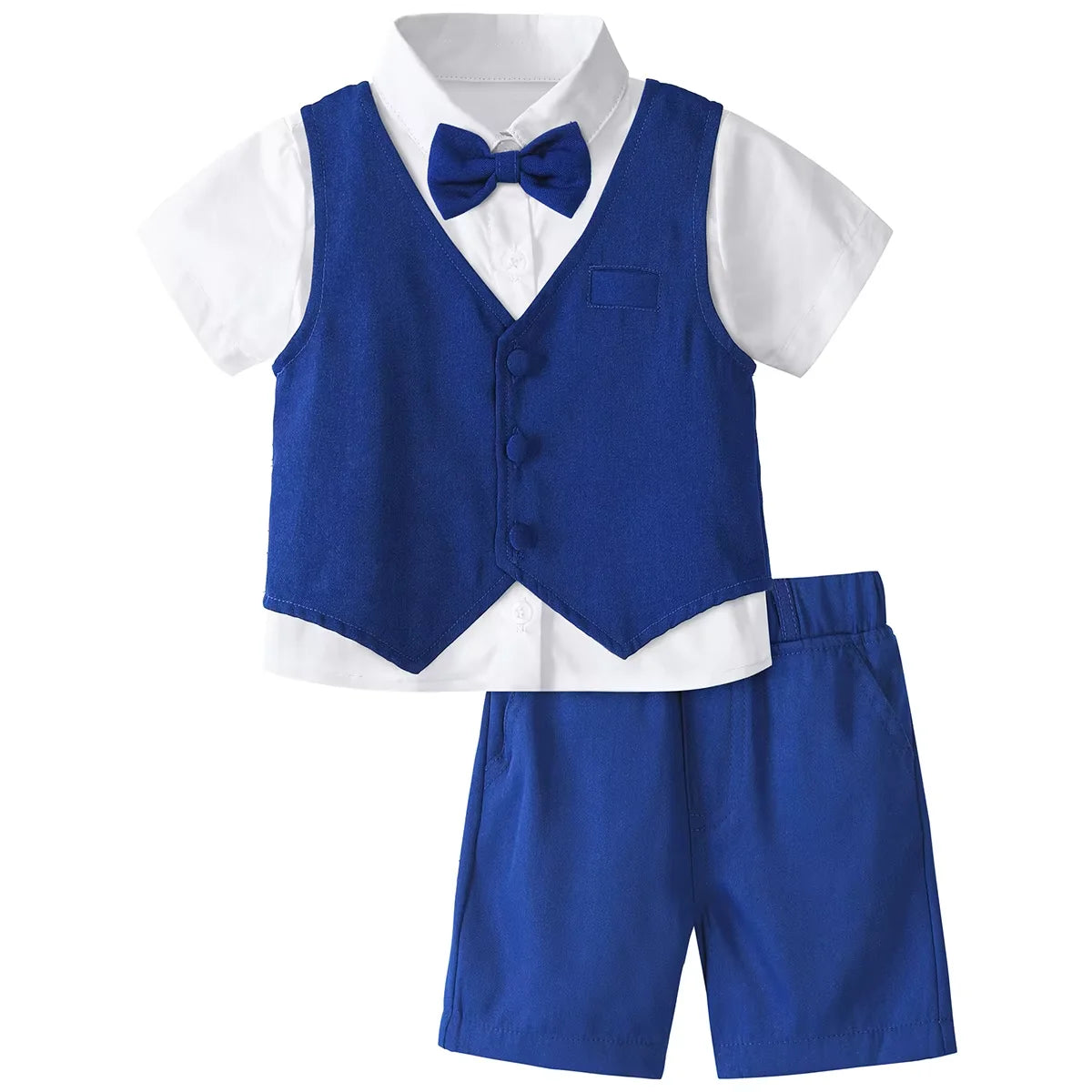 Baby Boy Clothes Toddler Wedding Suit Set Kids Birthday Party Outfit Gemtleman Formal Short Sleeve Cotton Clothing Set 3PCS