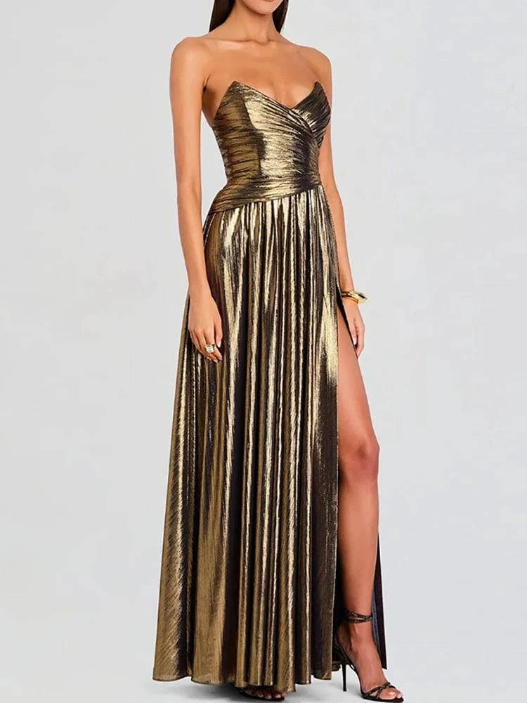 Women’s LYNHURD sleeveless maxi dress with a high slit, perfect for casual or elegant summer parties and office wear.