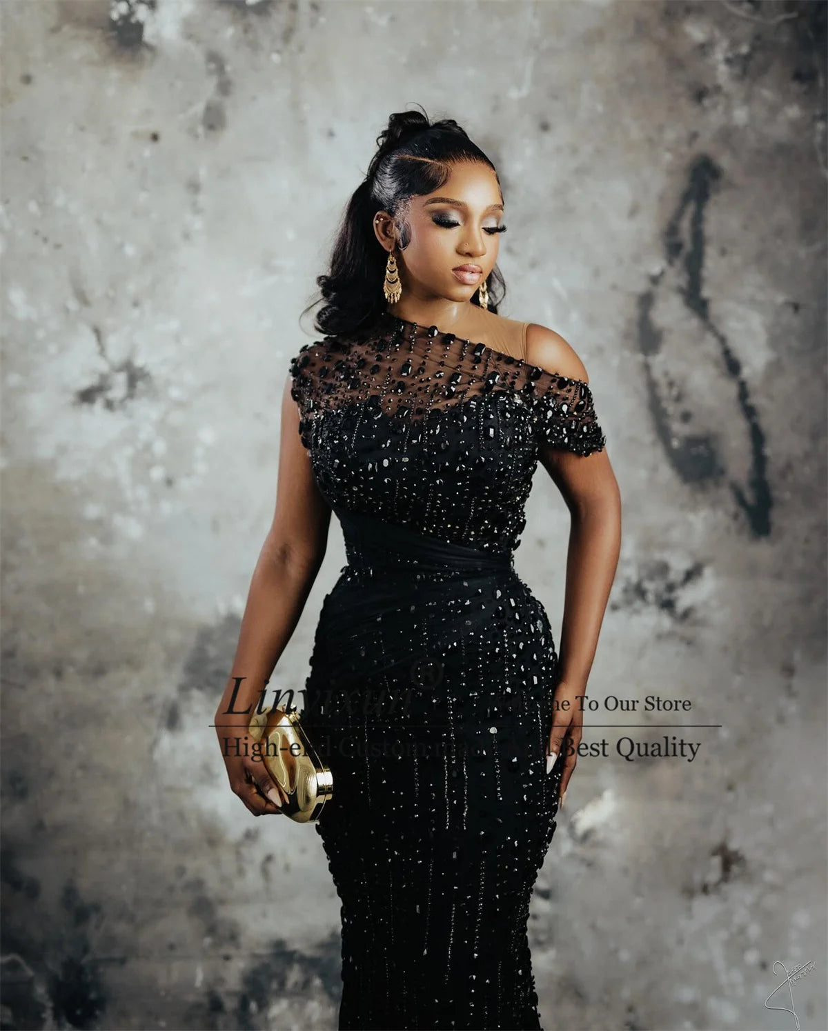 Aso Ebi Mermaid Prom Dresses Luxury Sequined Beaded Crystal  Women Evening Gowns Long Off Shoulder Customized Party Gala Dress