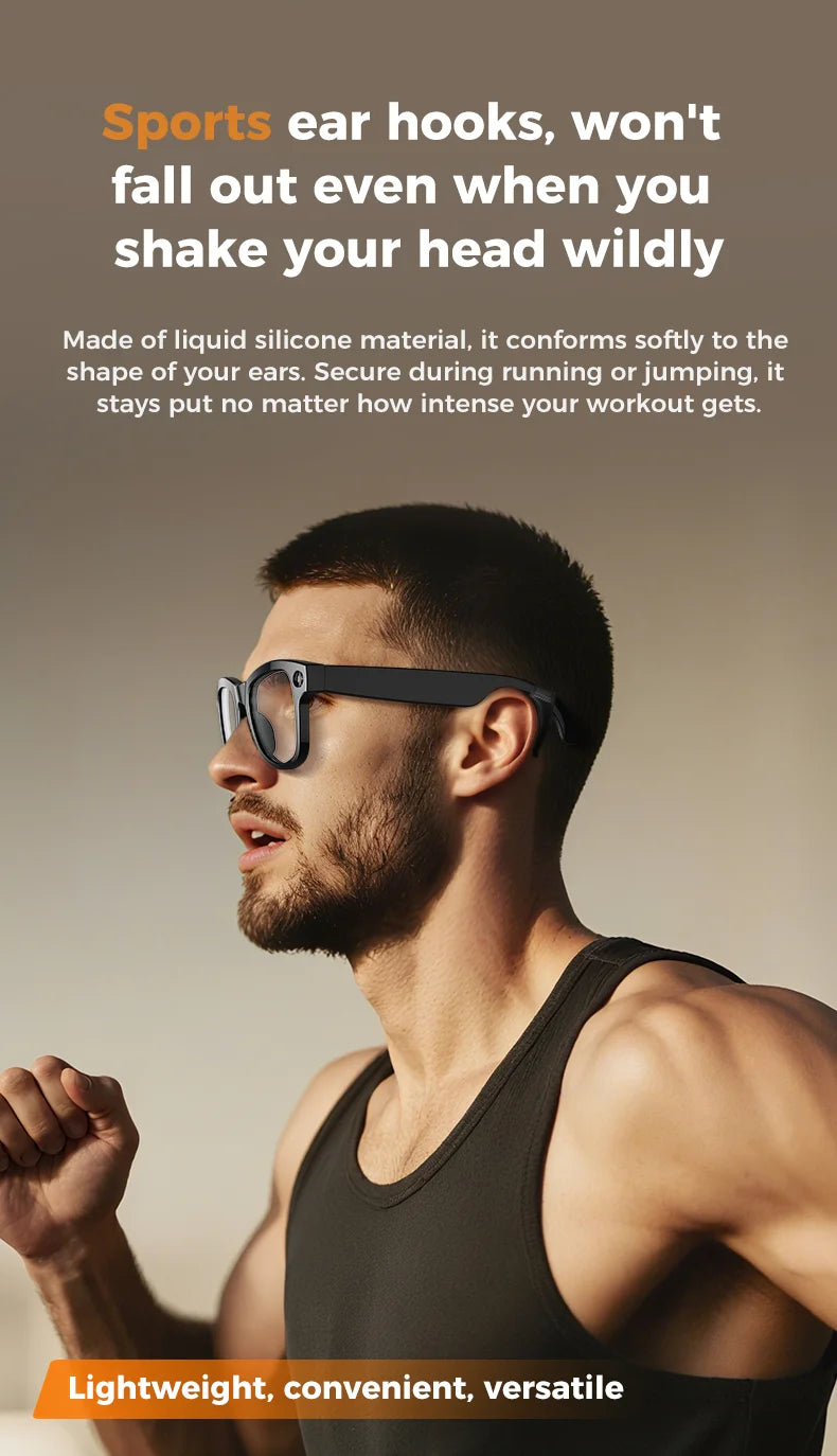 LYNHURD 4K AI Smart Camera Sunglasses with voice control, Bluetooth, and HD1080P shooting features.