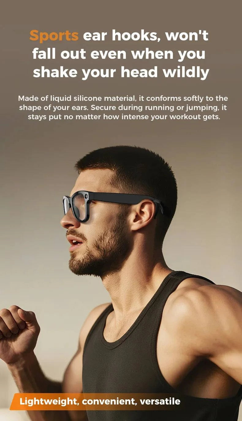 LYNHURD 4K AI Smart Camera Sunglasses with voice control, WiFi, Bluetooth, and HD1080P shooting features.