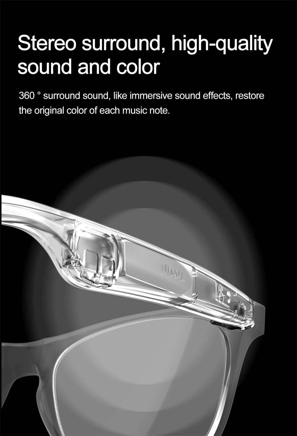 LYNHURD smart glasses for men with anti-blue lens, voice assistant, and intelligent translation features.