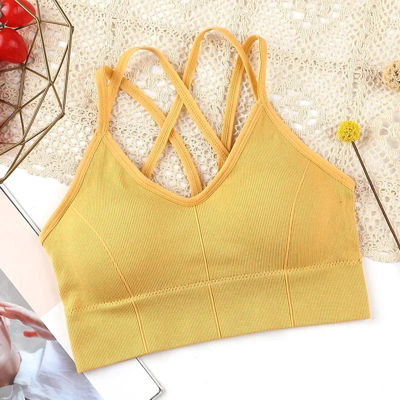 Women Push Up Bras Solid Color Crop Top Seamless Underwear Female Sexy Lingerie Padded Sport Fitness Bra