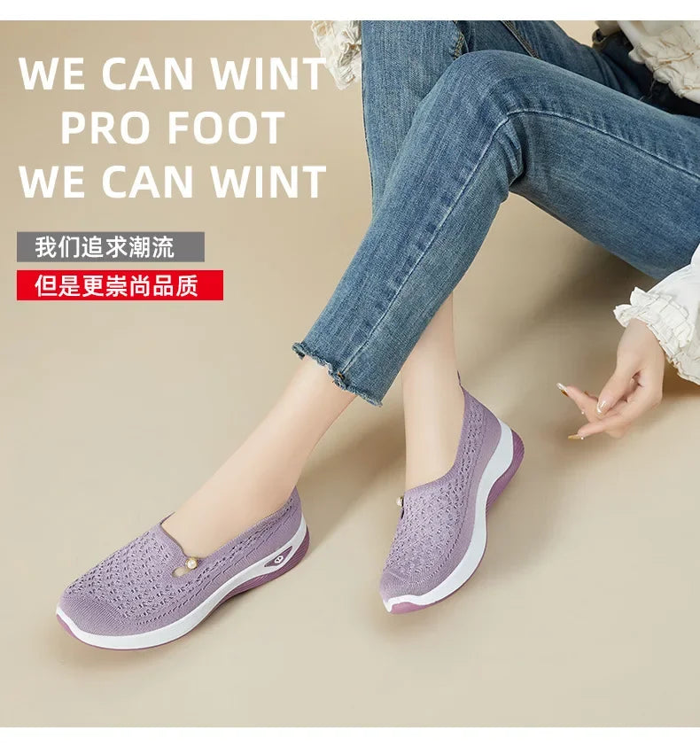 Women's shoes 2025 Spring and Autumn casual fashion soft sole lightweight single shoe women's breathable mother's shoes