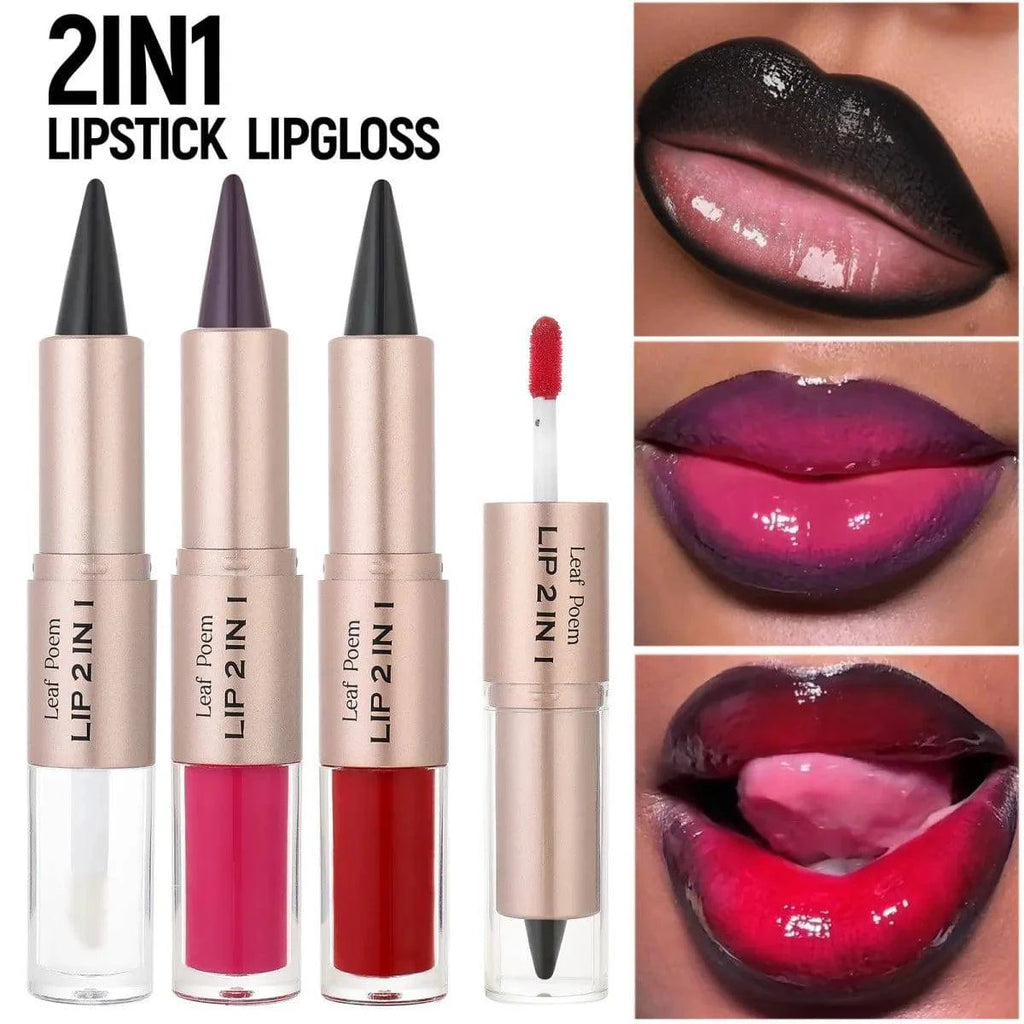 LYNHURD! 2IN1 tapered nude brown lipliner pen with mirror glass lip gloss, showcasing matte finish and waterproof formula.