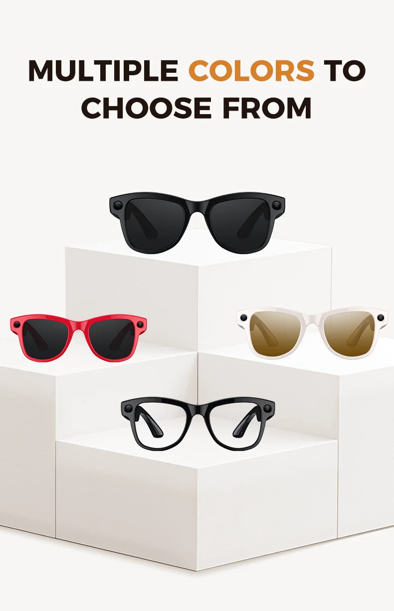 LYNHURD 4K AI smart camera sunglasses with 800W pixel, Bluetooth, and voice control for HD1080P shooting.