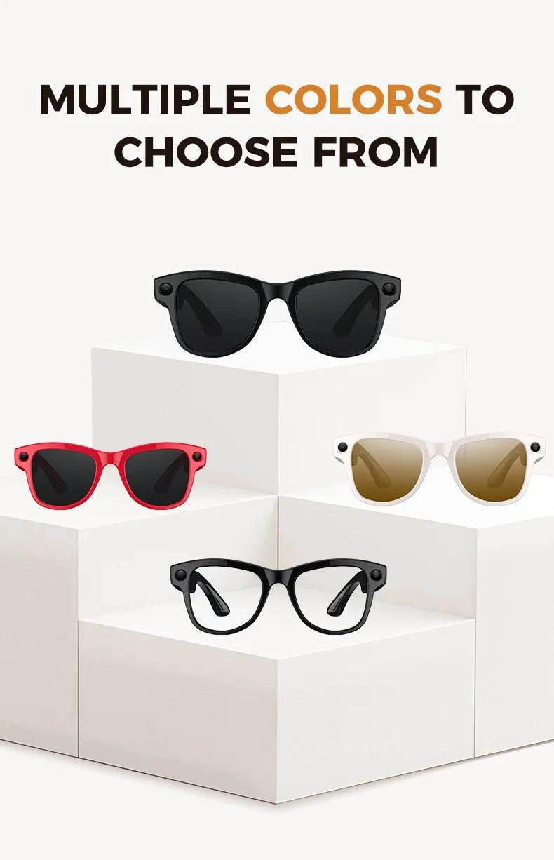 LYNHURD 4K AI smart camera sunglasses with voice control, WiFi, and Bluetooth, featuring HD1080P shooting capability.