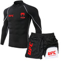 2025 Men's Breathable UFC Long Sleeve+Double Layer Pants Sports Pants Outdoor Running Fitness Training T-shirt Pants