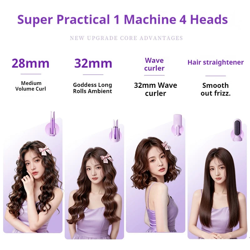 Automatic Curling Iron 4 in 1 Hair Styler 32MM Curling Wand with Negative Ion Auto Rotating Hair Curler for Waves Straightening