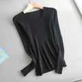 basic v-neck solid autumn winter Sweater Pullover Women Female Knitted sweater slim long sleeve
