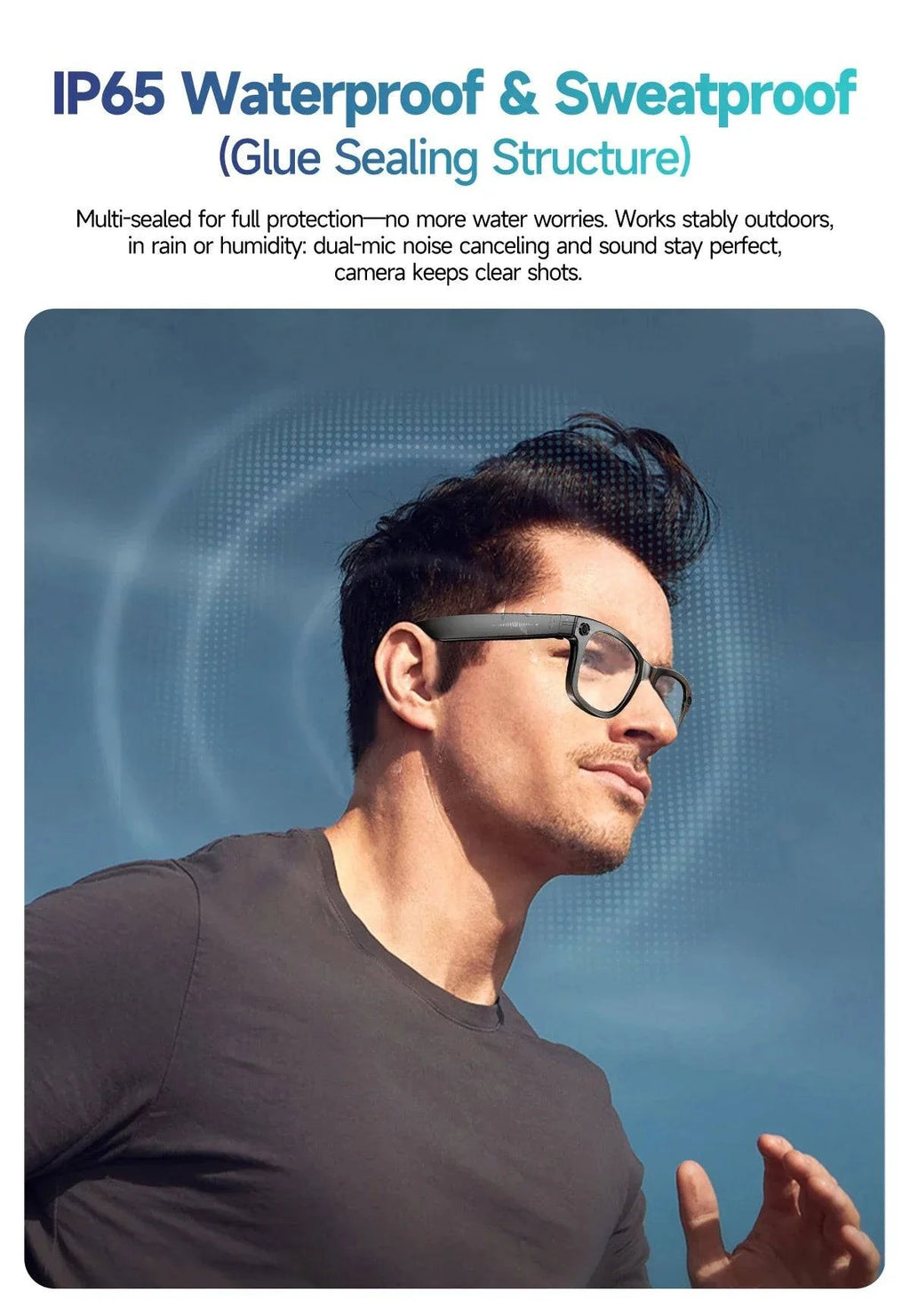 LYNHURD smart glasses with Bluetooth, camera, and AI features for video recording and language translation.