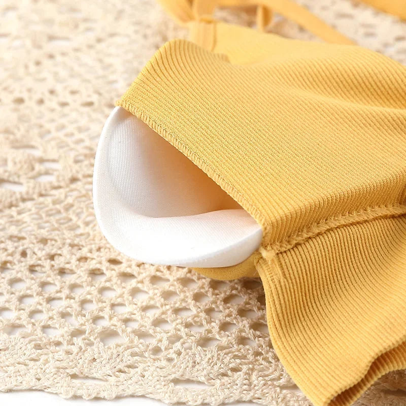 Women Push Up Bras Solid Color Crop Top Seamless Underwear Female Sexy Lingerie Padded Sport Fitness Bra