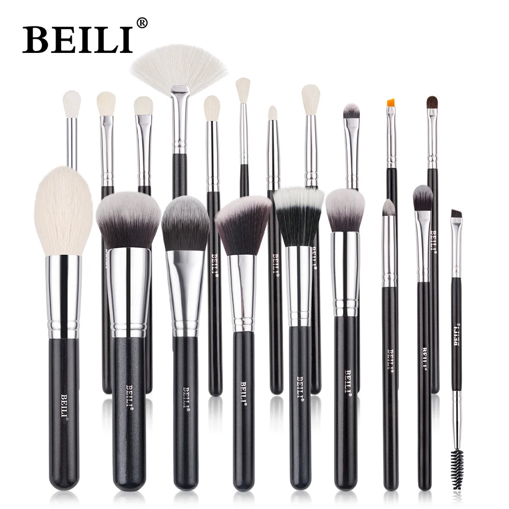 BEILI Black Makeup Brush Sets Professional Natural Goat Fiber Hair Brush Foundation Kakubi Contour Eyeshadow Beauty Tool brochas