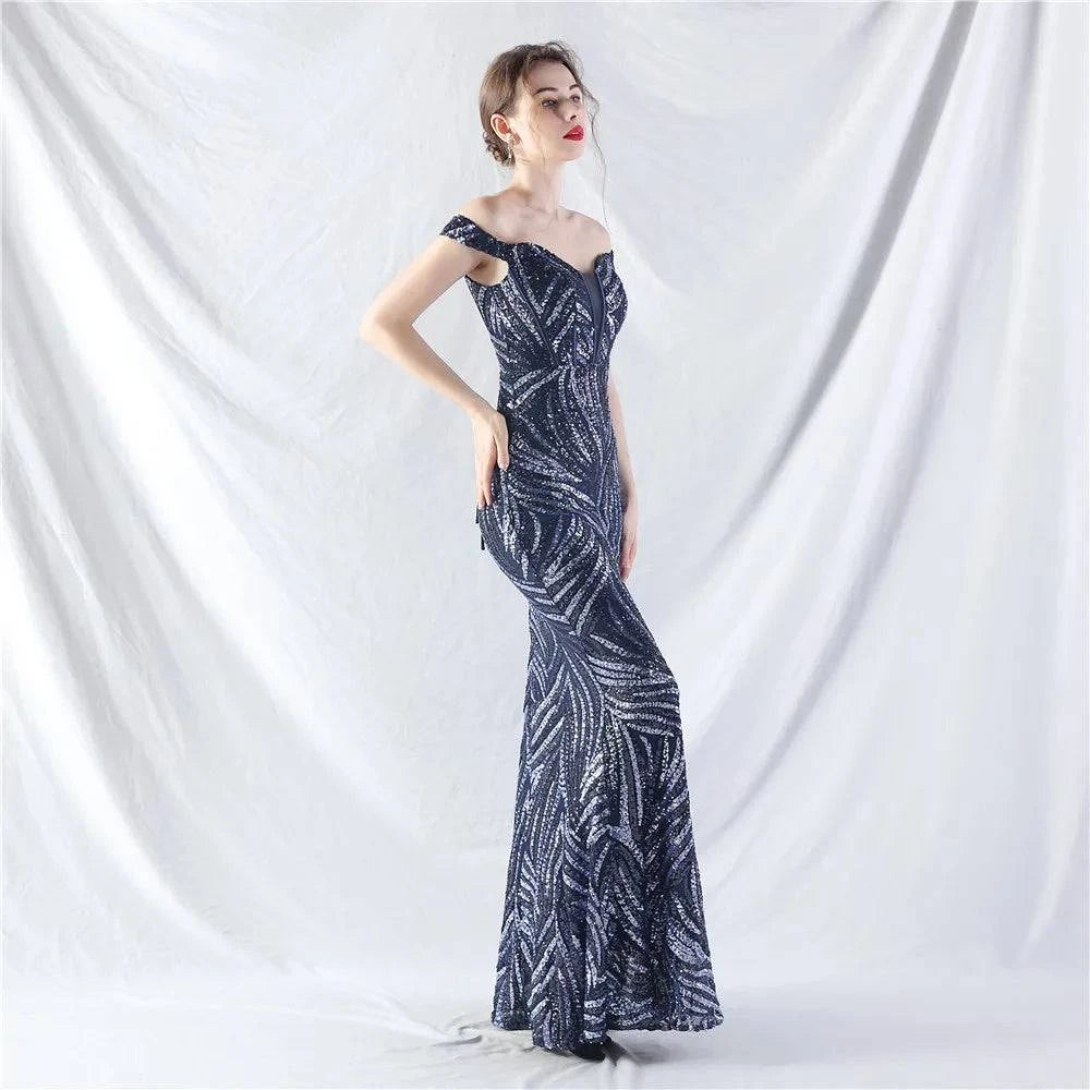 Elegant LYNHURD! ball gown evening dress in flowing fabric, ideal for formal occasions and special events.