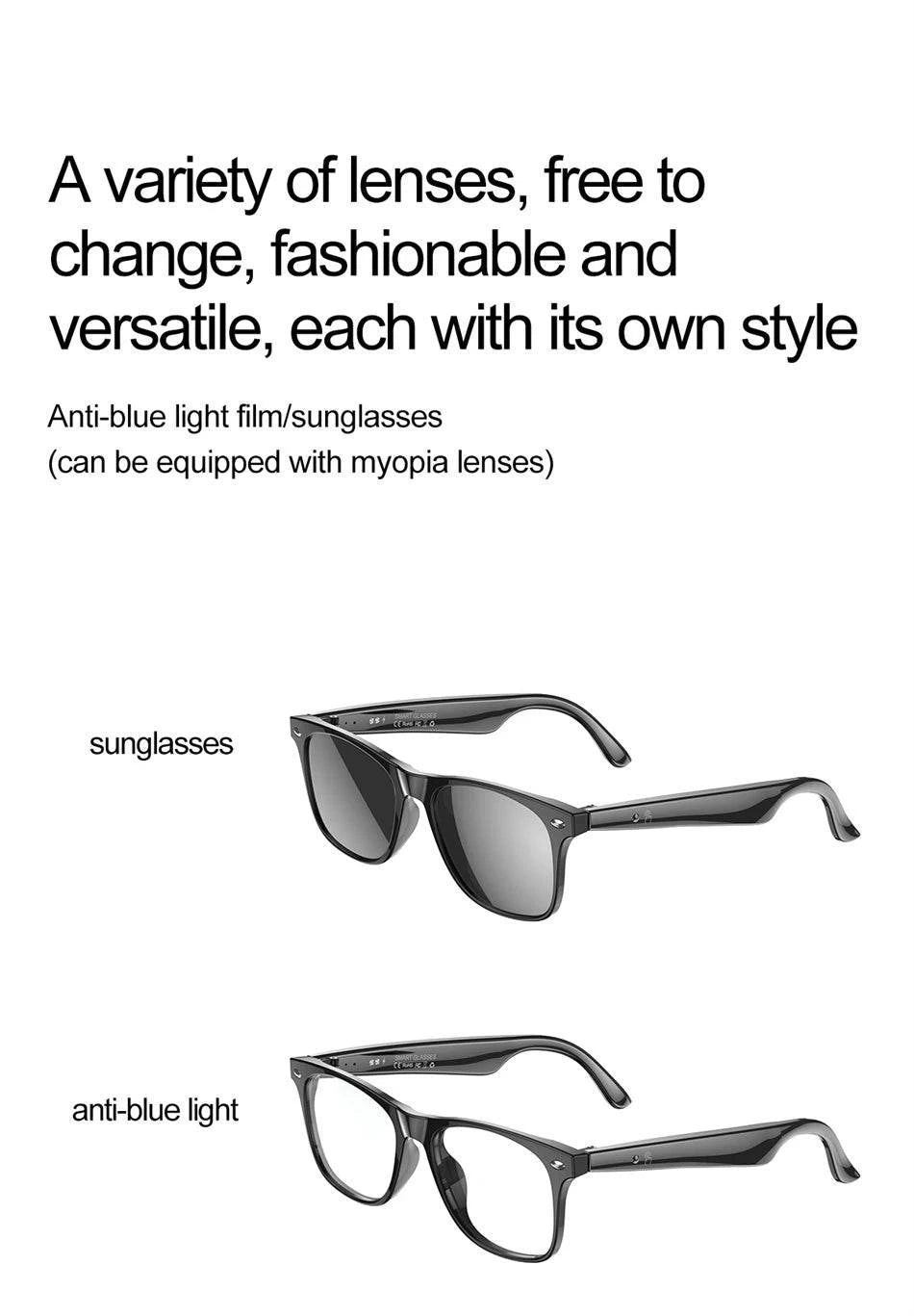 LYNHURD smart glasses for men with anti-blue lens, voice assistant, and intelligent translation features.